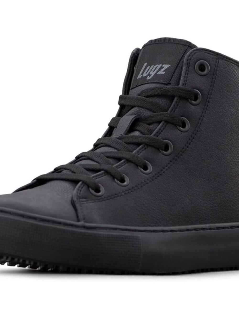 Women's  Black Leather Stagger Hi Slip-Resistant Classic Work Sneaker Shoes